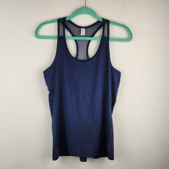 Athleta Navy Blue Mesh Chi Seamless Athletic Tank Top sz S - Picture 1 of 8